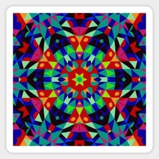 Retro Mandala Flower Green Red and Blue Sticker